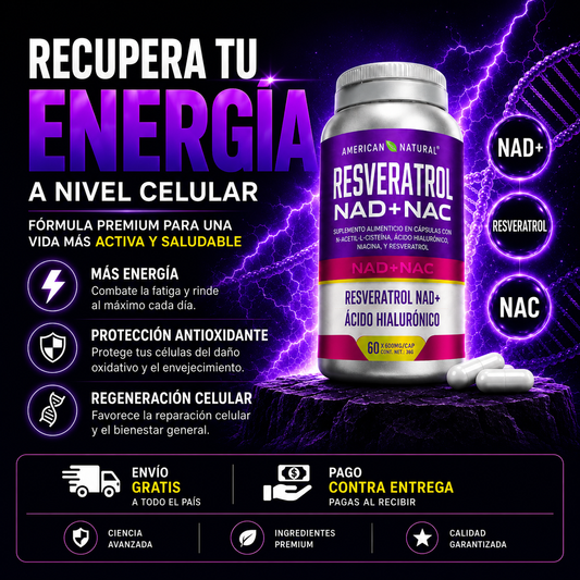 Resveratrol NAD+NAC American Natural – 60 Cápsulas